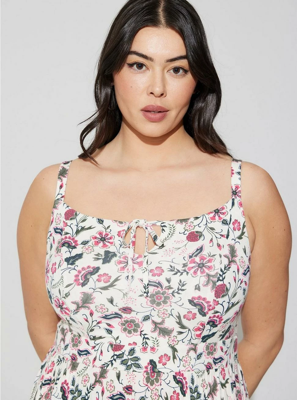 TORRID Midi Supersoft Tiered Tie Front Dress 4 TORRID Midi Supersoft Tiered Tie Front Dress - Image 2