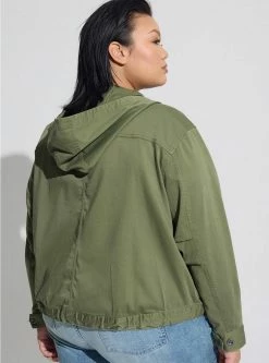 TORRID Rayon Twill Cropped Utility Jacket -Cheap Torrid Shop 40125576 10321 av2