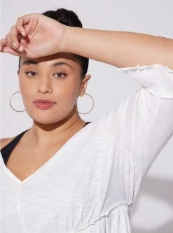 TORRID Mini Cotton Ruffle Long Sleeve Beach Dress -Cheap Torrid Shop 40130136 06452 av3