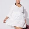 TORRID Mini Cotton Ruffle Long Sleeve Beach Dress -Cheap Torrid Shop 40130136 06452 hi