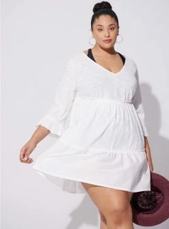 TORRID Mini Cotton Ruffle Long Sleeve Beach Dress