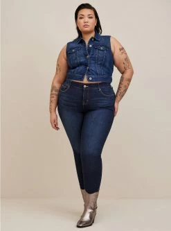TORRID Denim Crop Vest -Cheap Torrid Shop 40130191 10371 av1
