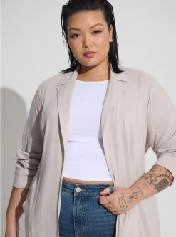 TORRID Rayon Slub Drape Trench -Cheap Torrid Shop 40130209 06405 av3