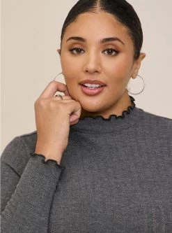 TORRID Knit Rib Lettuce Edge Turteneck -Cheap Torrid Shop 40170134 00138 av3