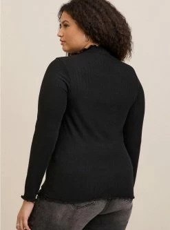 TORRID Knit Rib Lettuce Edge Turteneck -Cheap Torrid Shop 40170134 00684 av2