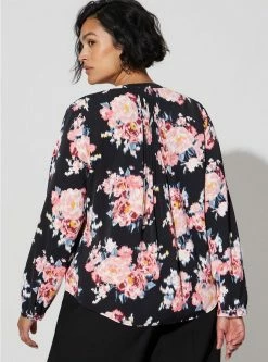 TORRID Studio Crepe De Chine Button Front Long Sleeve Blouse -Cheap Torrid Shop 40185155 07389 av2