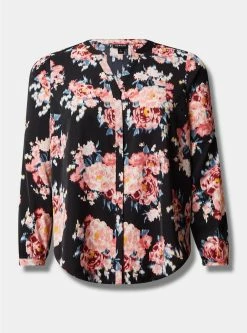 TORRID Studio Crepe De Chine Button Front Long Sleeve Blouse -Cheap Torrid Shop 40185155 07389 flat