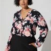 TORRID Studio Crepe De Chine Button Front Long Sleeve Blouse