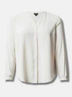 TORRID Studio Crepe De Chine Button Front Long Sleeve Blouse -Cheap Torrid Shop 40185155 10327 flat