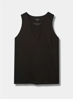 TORRID Feather Soft Slub Crew Neck Mesh Inset Tank -Cheap Torrid Shop 40185287 00684 flat