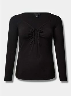 TORRID Everyday Rib Sweetheart Tie Front Keyhole Top -Cheap Torrid Shop 40185305 00684 flat