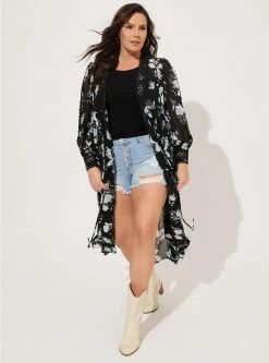 TORRID Chiffon Tie Front Maxi Kimono