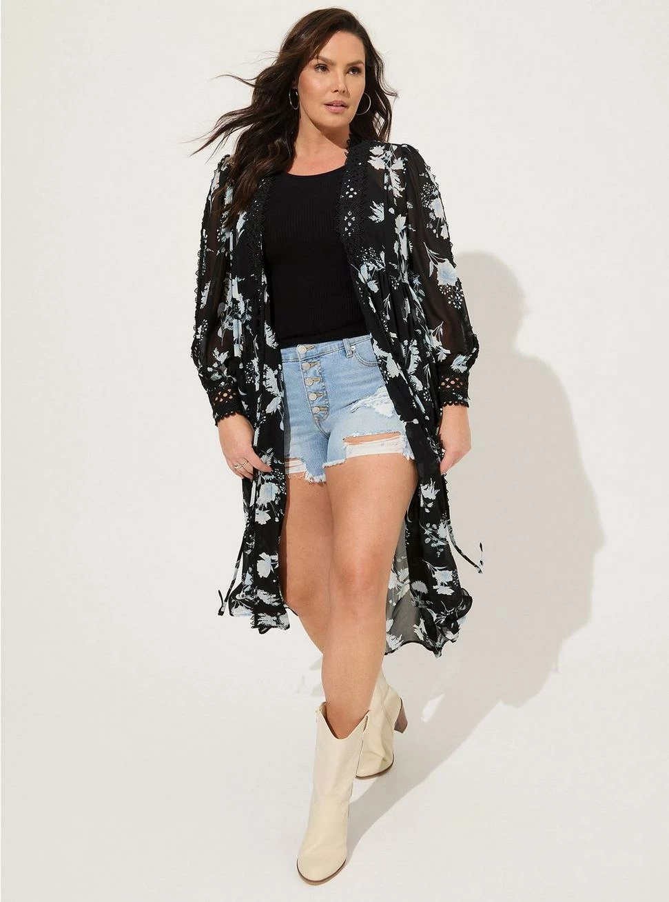 TORRID Chiffon Tie Front Maxi Kimono 3 TORRID Chiffon Tie Front Maxi Kimono