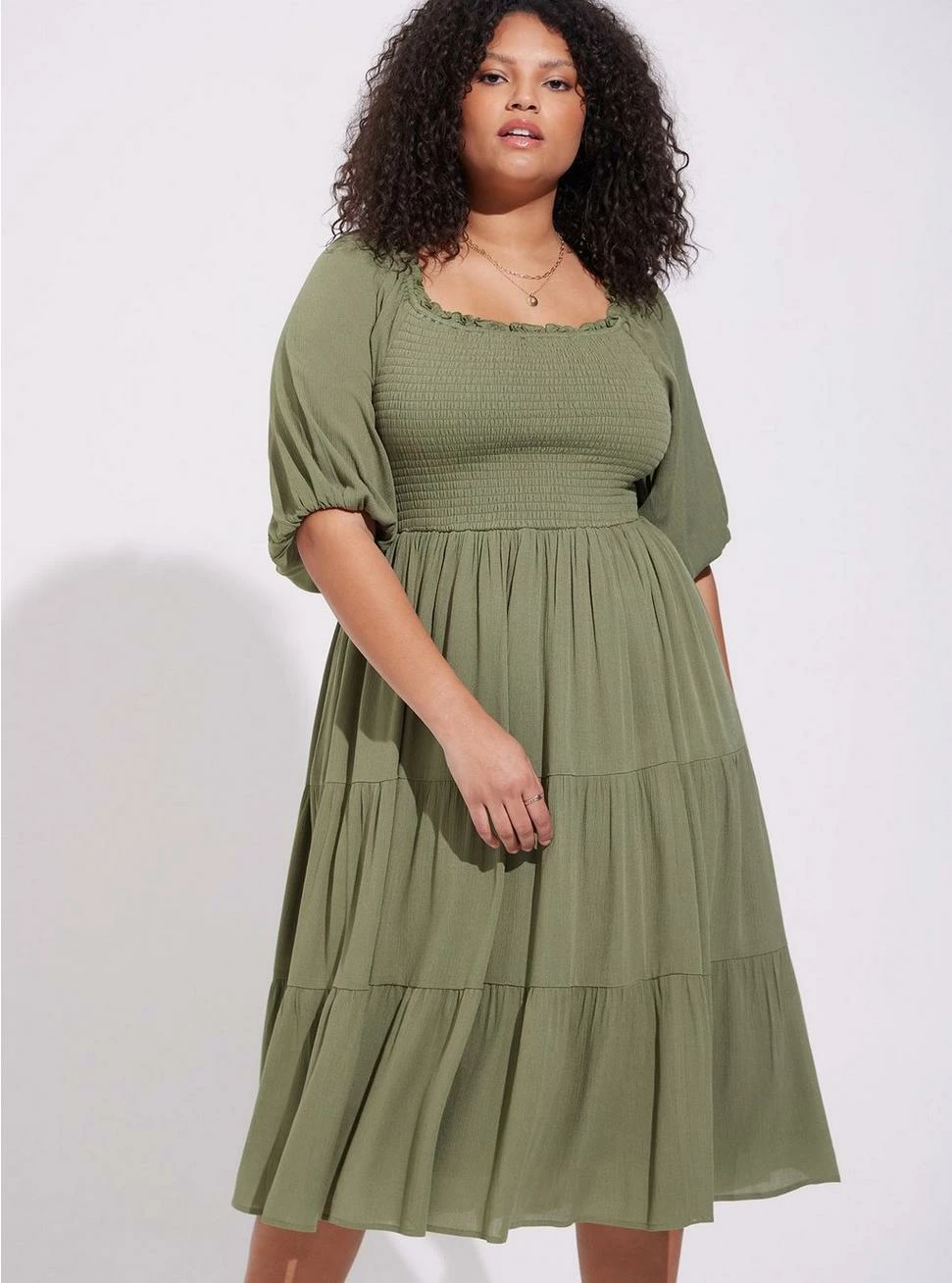 TORRID Midi Gauze Off The Shoulder Tiered Dress 4 TORRID Midi Gauze Off The Shoulder Tiered Dress - Image 2