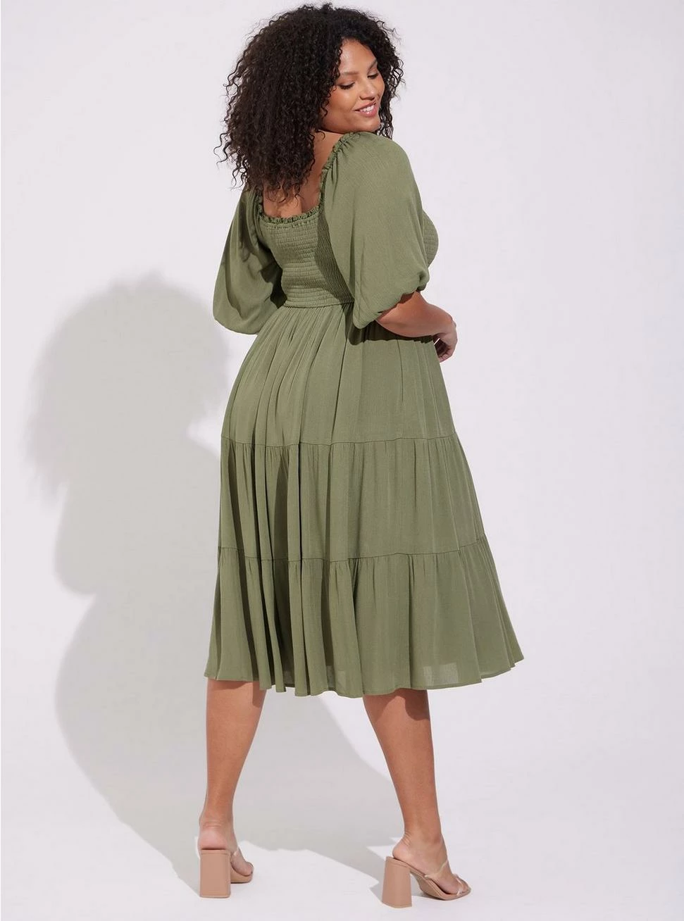 TORRID Midi Gauze Off The Shoulder Tiered Dress 5 TORRID Midi Gauze Off The Shoulder Tiered Dress - Image 3