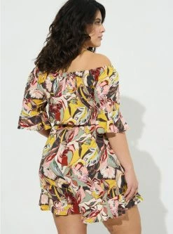 TORRID Stretch Challis Off The Shoulder Romper -Cheap Torrid Shop 40186060 09857 av3