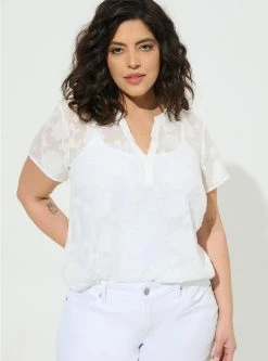 TORRID Clip Floral Chiffon Split Front Blouse