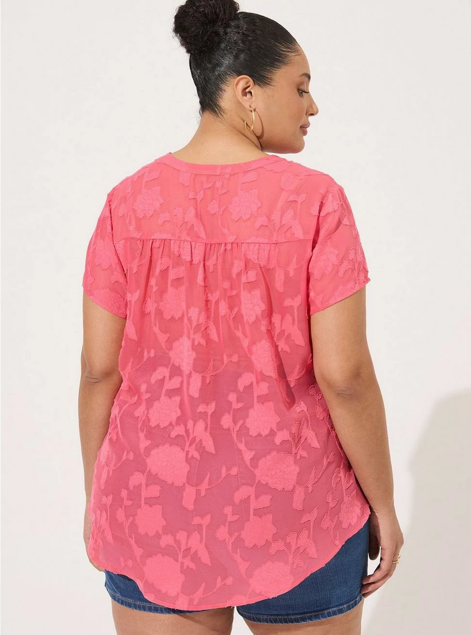 TORRID Clip Floral Chiffon Split Front Blouse 4 TORRID Clip Floral Chiffon Split Front Blouse - Image 2