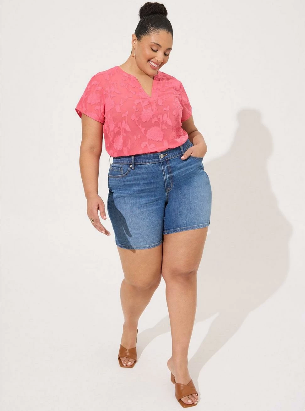 TORRID Clip Floral Chiffon Split Front Blouse 3 TORRID Clip Floral Chiffon Split Front Blouse