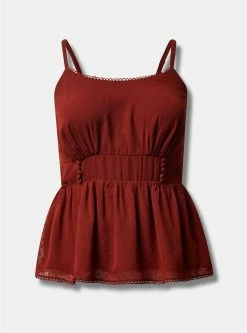 TORRID Peplum Clip Dot Shirred Bust Lace Trim Top -Cheap Torrid Shop 40186205 05043 flat