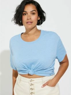 TORRID Relaxed Signature Jersey Crew Neck Crop Tee -Cheap Torrid Shop 40200045 09256 av3