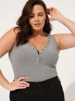 TORRID Everyday Rib Curved Henley Bodysuit