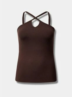 TORRID Everyday Rib Strappy Halter Tank -Cheap Torrid Shop 40200064 01352 flat
