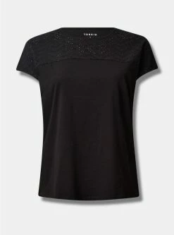 TORRID Cotton Eyelet Inset Dolman Short Sleeve Tee -Cheap Torrid Shop 40200083 00684 flat