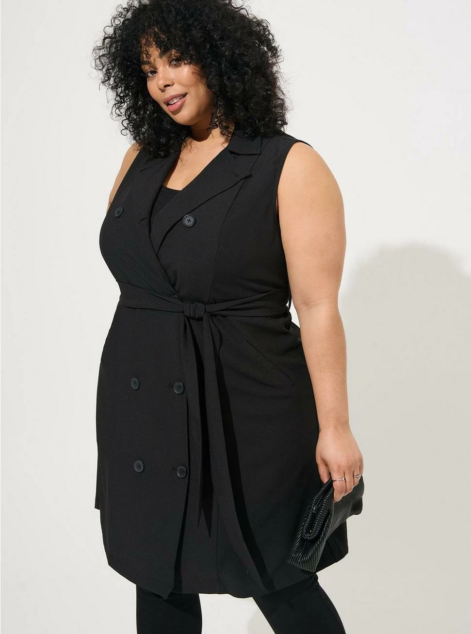 TORRID Studio Crepe Jersey Lightweight Trench Vest 4 TORRID Studio Crepe Jersey Lightweight Trench Vest - Image 2