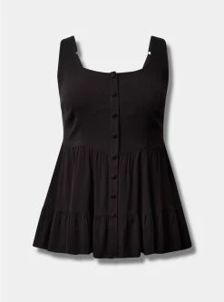 TORRID Fit And Flare Rayon Slub Corset Tank -Cheap Torrid Shop 40200589 00684 flat