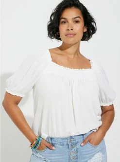 TORRID Gauze Smocked Yoke Top