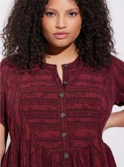 TORRID Mini Rayon Slub Button Front Fit N Flare Dress -Cheap Torrid Shop 40200760 02785 av3