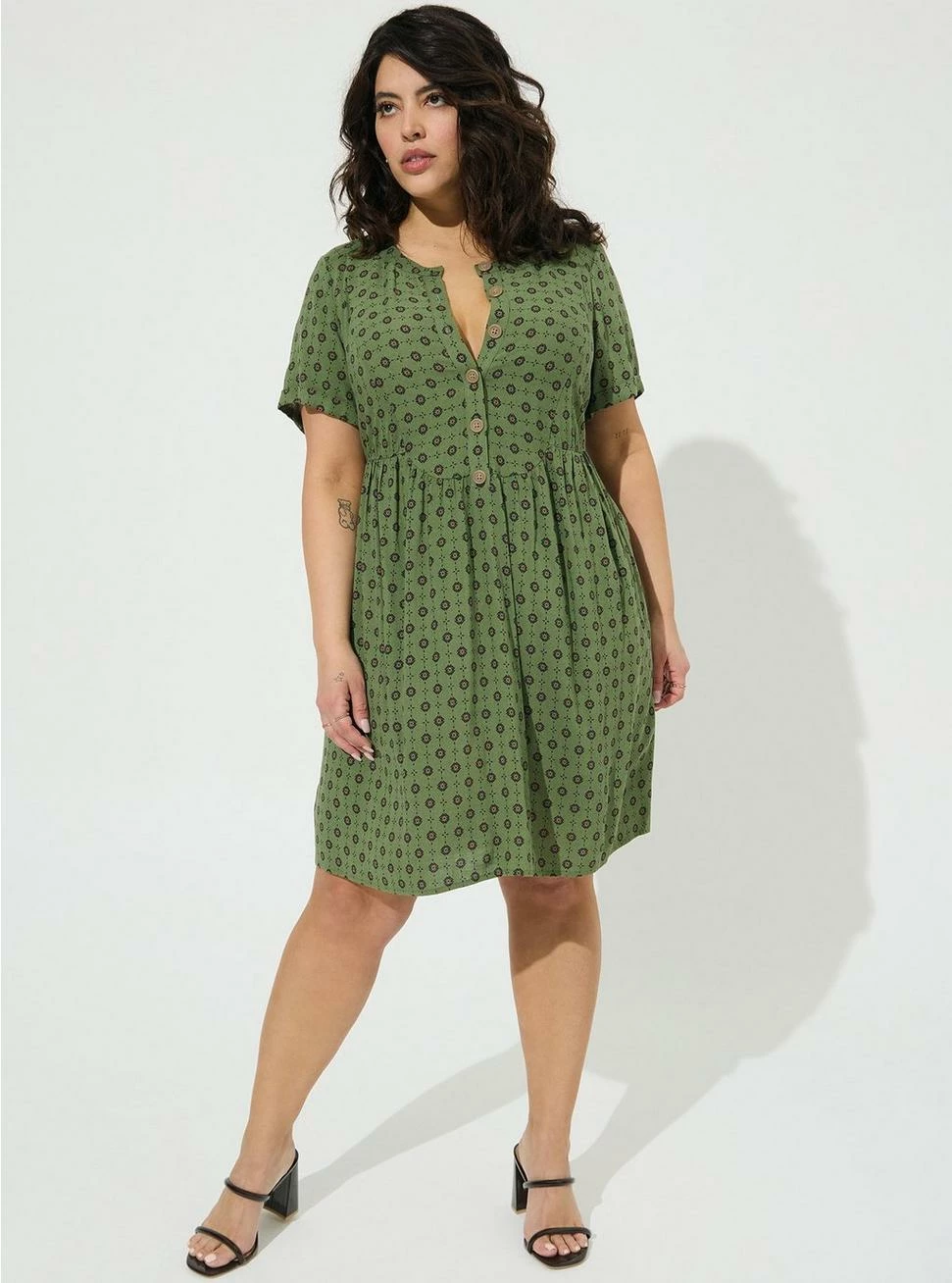 TORRID Mini Rayon Slub Button Front Fit N Flare Dress 4 TORRID Mini Rayon Slub Button Front Fit N Flare Dress - Image 2