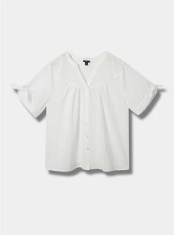 TORRID Window Pane Button Front Tie Sleeve Top -Cheap Torrid Shop 40200821 00013 flat