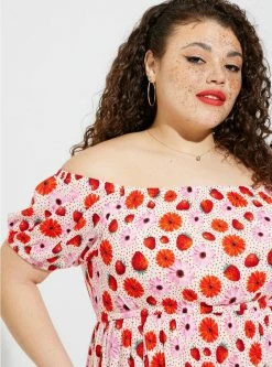 Retro Chic Midi Gauze Puff Sleeve Skater Dress -Cheap Torrid Shop 40201024 09855 av2