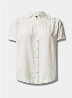 TORRID Challis Short Sleeve Button Up Shirt -Cheap Torrid Shop 40205028 06452 flat
