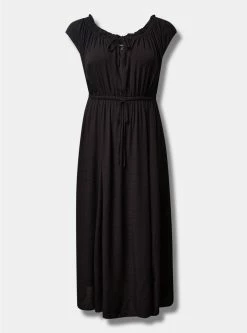 TORRID Maxi Textured Woven Double Slit Dress -Cheap Torrid Shop 40205222 00684 flat