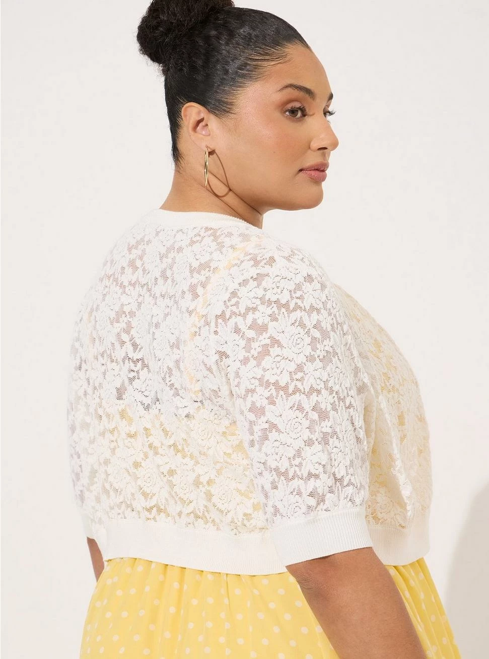 TORRID Lace Cropped Shrug Button Front Sweater 5 TORRID Lace Cropped Shrug Button Front Sweater - Image 3