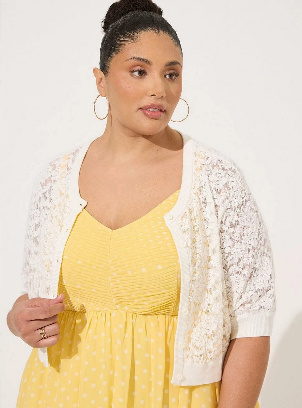 TORRID Lace Cropped Shrug Button Front Sweater 3 TORRID Lace Cropped Shrug Button Front Sweater