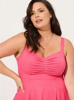 TORRID Midi Poplin Sweetheart Shirred Dress -Cheap Torrid Shop 40220033 10410 av2