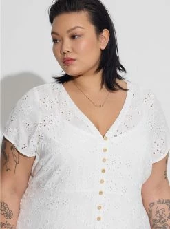 TORRID Midi Eyelet Hi Low Button Front Shirt Dress -Cheap Torrid Shop 40240113 06452 av2