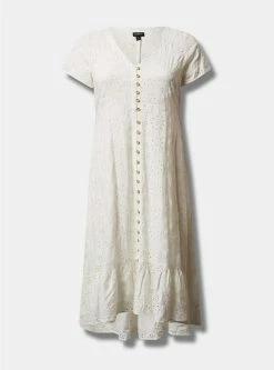 TORRID Midi Eyelet Hi Low Button Front Shirt Dress -Cheap Torrid Shop 40240113 06452 flat
