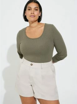 Null Super Soft Rib Scoop Neck Long Sleeve Top