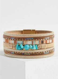 Null Stone And Faux Turquoise Magnetic Bracelet