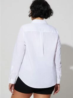 TORRID Lizzie Cotton Button-Down Long Sleeve Shirt -Cheap Torrid Shop 40315018 05590 av3