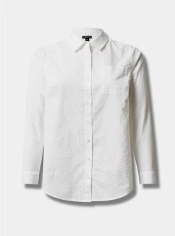 TORRID Lizzie Cotton Button-Down Long Sleeve Shirt -Cheap Torrid Shop 40315018 05590 flat