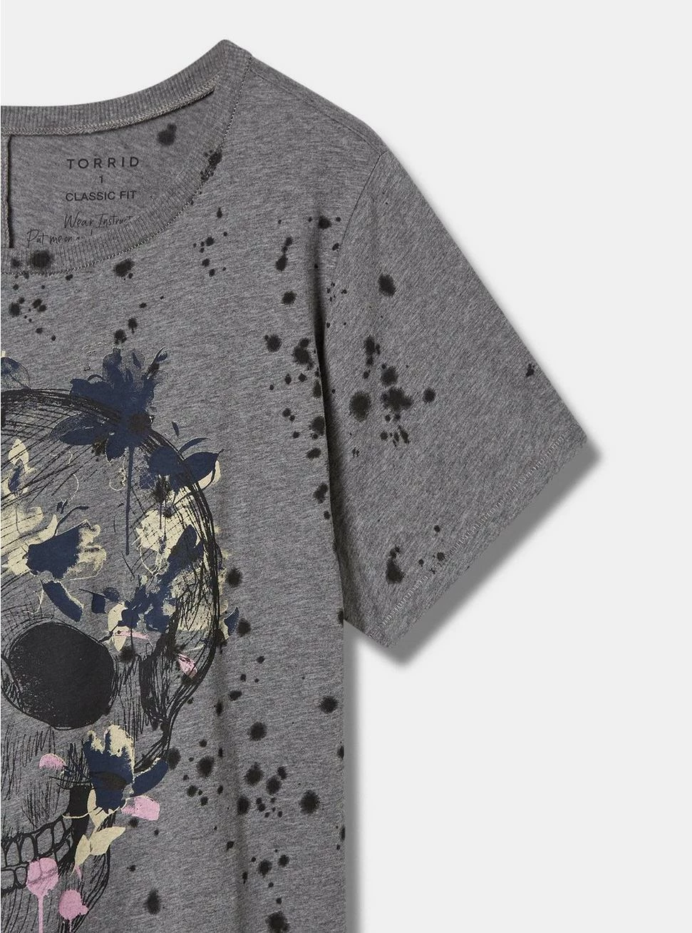 TORRID Floral Sketch Skull Vintage Cotton Crew Neck Tee 4 TORRID Floral Sketch Skull Vintage Cotton Crew Neck Tee - Image 2