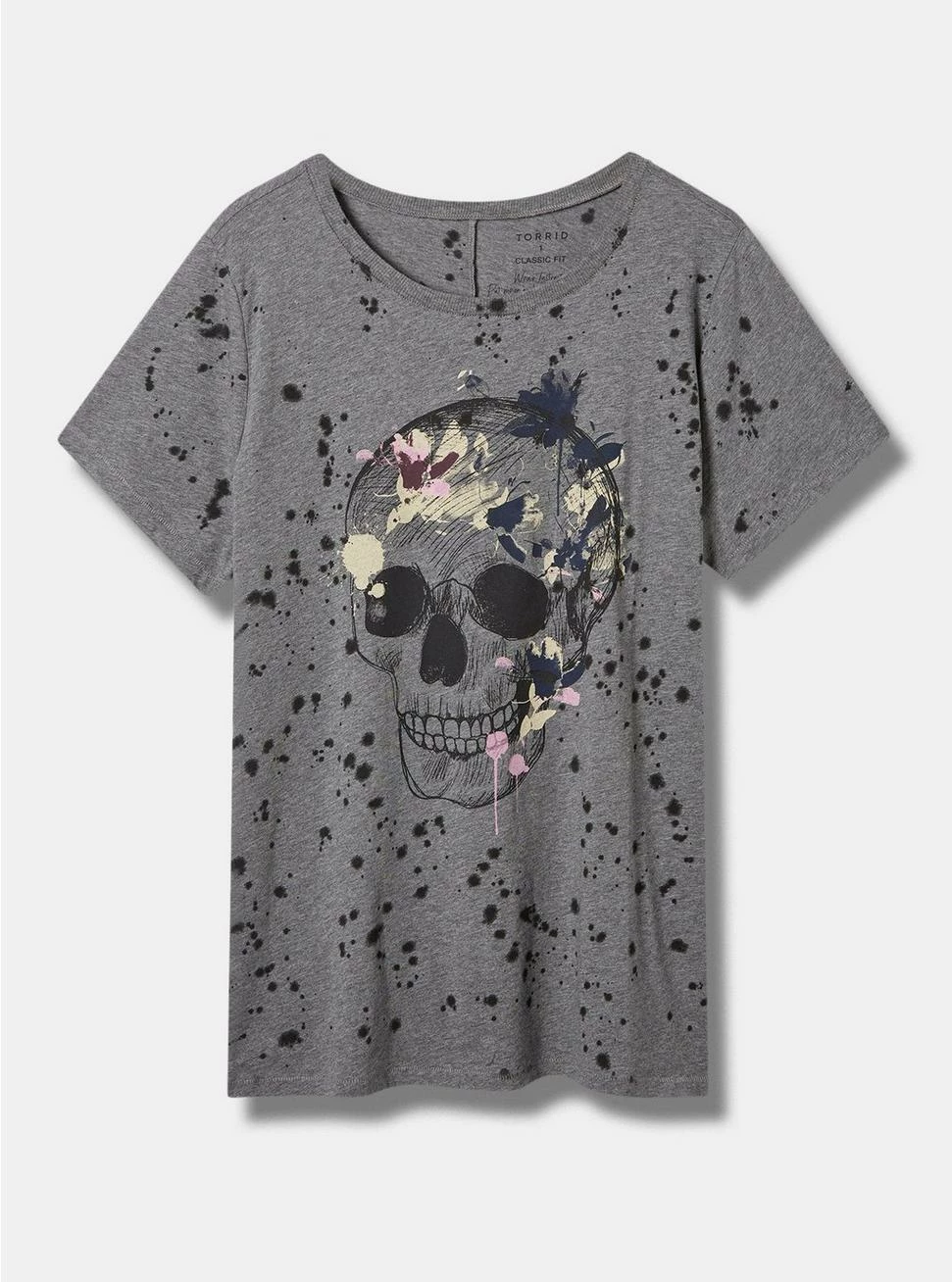TORRID Floral Sketch Skull Vintage Cotton Crew Neck Tee 3 TORRID Floral Sketch Skull Vintage Cotton Crew Neck Tee