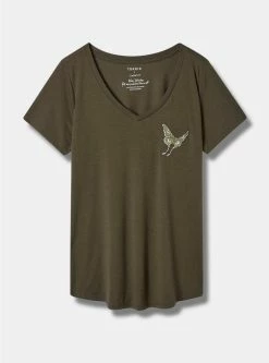 TORRID Butterfly Girlfriend Classic Fit V-Neck Tee